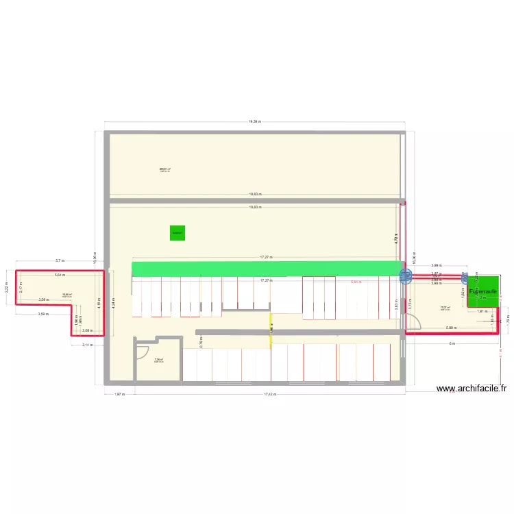 9x400 wand 9x &uuml;ber 400 Wand. Grundriss mit 5  und 333 m²