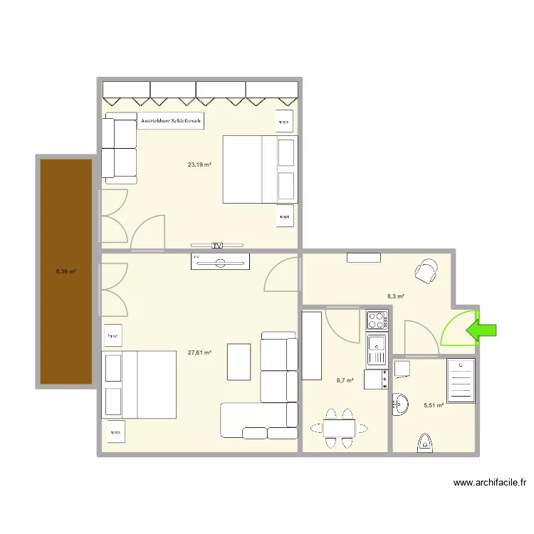 201. Grundriss mit 6  und 82 m²