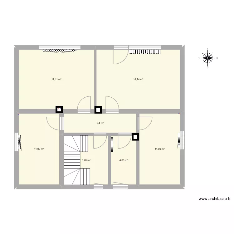 Obergeschoss. Grundriss mit 7 und 77 m² Obergeschoss. Grundriss mit 7 und 77 m²