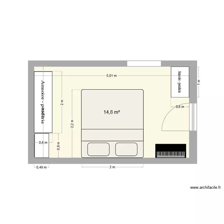Schlafen. Grundriss mit 1 Raum und 15 m²