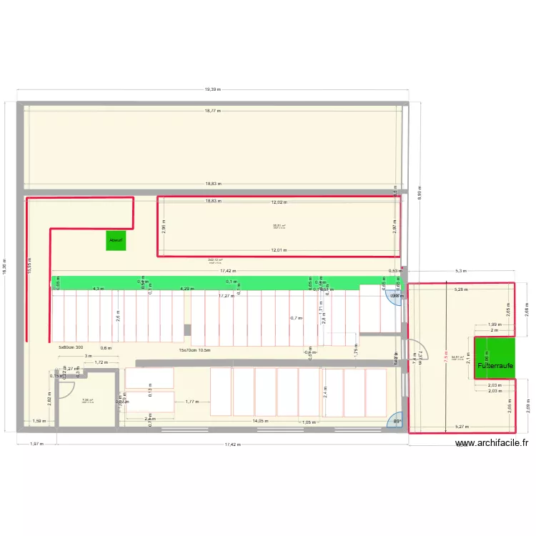 Neue Planung 22.7.2026. Grundriss mit 4 und 356 m² Neue Planung 22.7.2026. Grundriss mit 4 und 356 m²