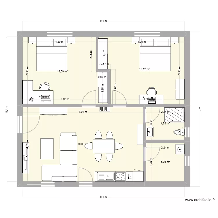 Haus2. Grundriss mit 5  und 76 m²