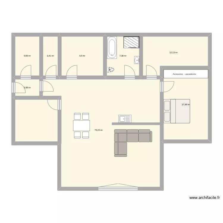 Hausbau Otter. Grundriss mit 8 Räume und 132 m² Hausbau Otter. Grundriss mit 8 Räume und 132 m²