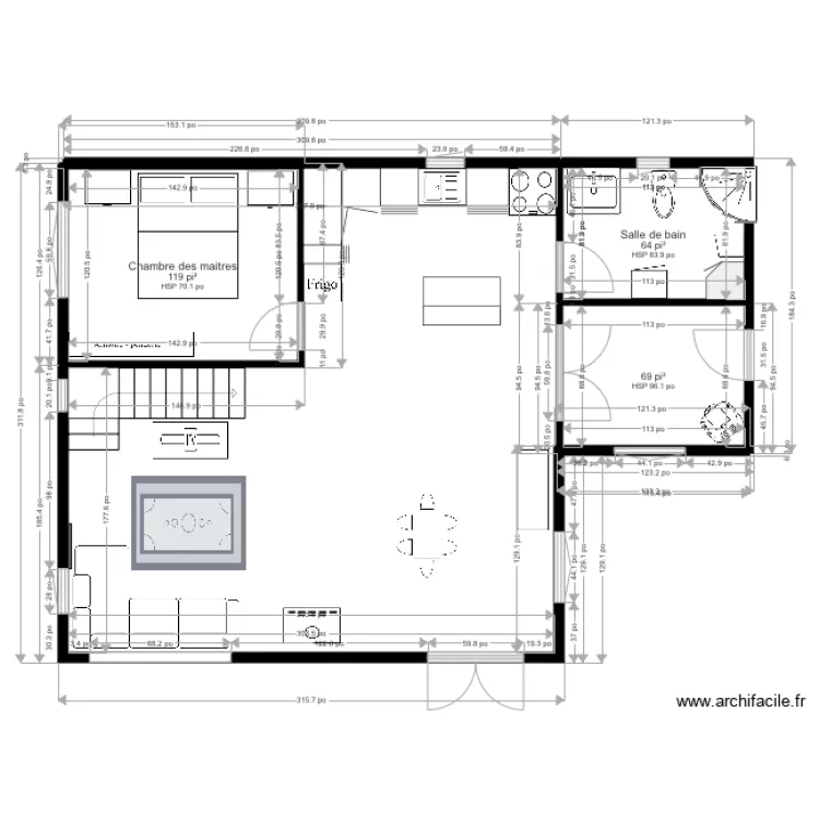 Chalet. Grundriss mit 