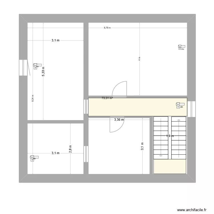 Cadastre 2a Etagel. Grundriss mit 1 und 73 m² Cadastre 2a Etagel. Grundriss mit 1 und 73 m²