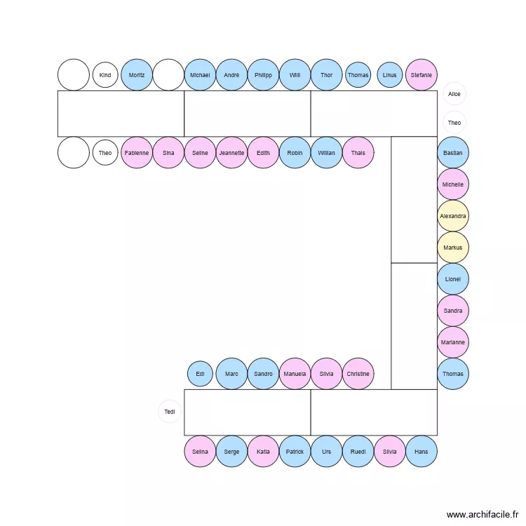 Hochzeit Sitzplan. Grundriss mit 