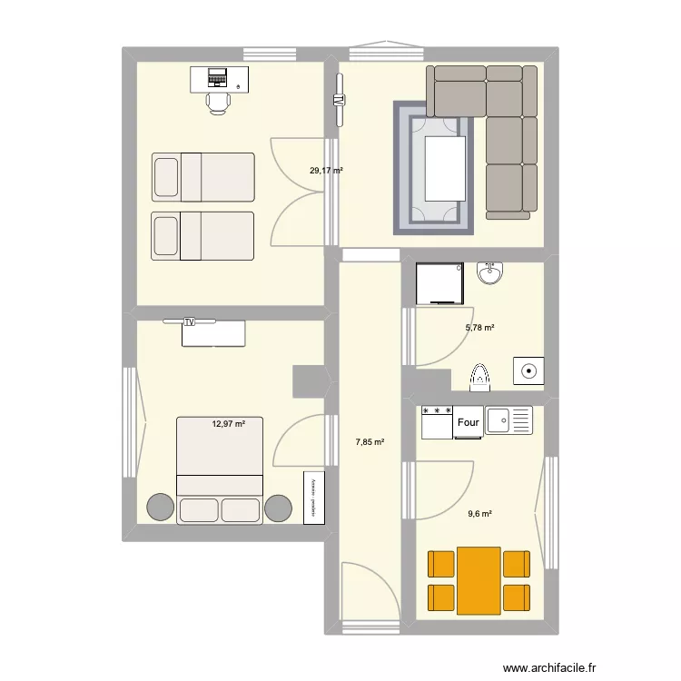 FeWo alternative. Grundriss mit 5 Räume und 65 m² FeWo alternative. Grundriss mit 5 Räume und 65 m²