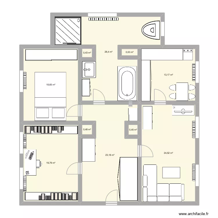Wohnung 2. Grundriss mit 10  und 128 m²