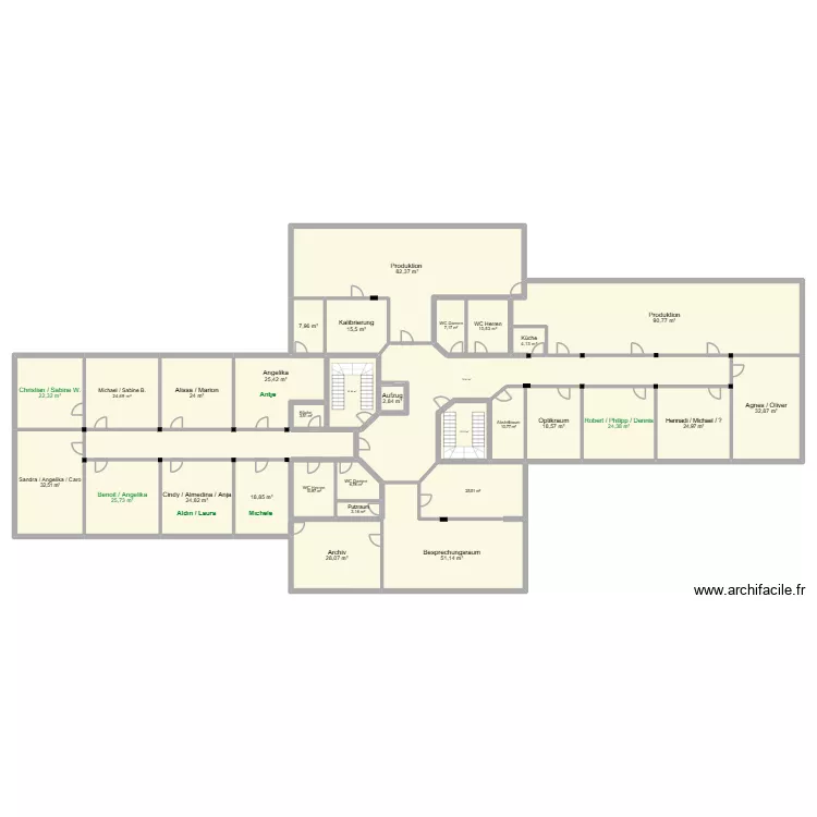 Vistec // 1. OG ohne HB. Grundriss mit 32 Räume und 802 m² Vistec // 1. OG ohne HB. Grundriss mit 32 Räume und 802 m²
