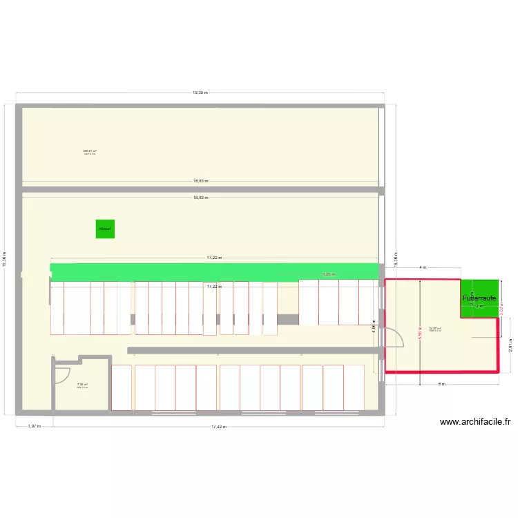 16 x &uuml;ber 400 gem&auml;ss Krieger. Grundriss mit 3  und 323 m²