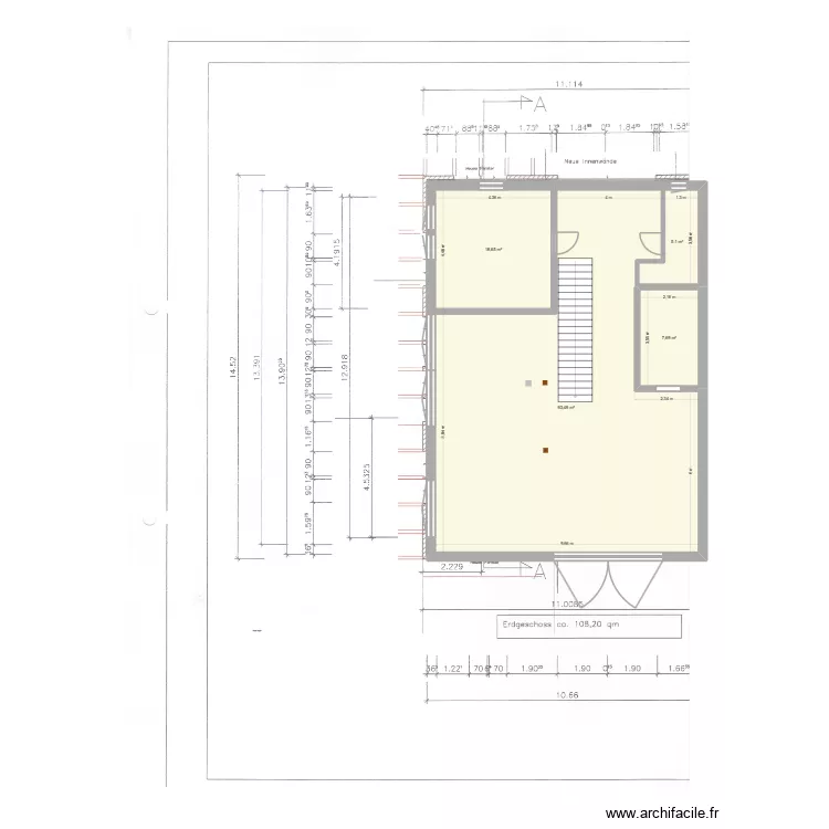 Bau EG. Grundriss mit 4  und 125 m²