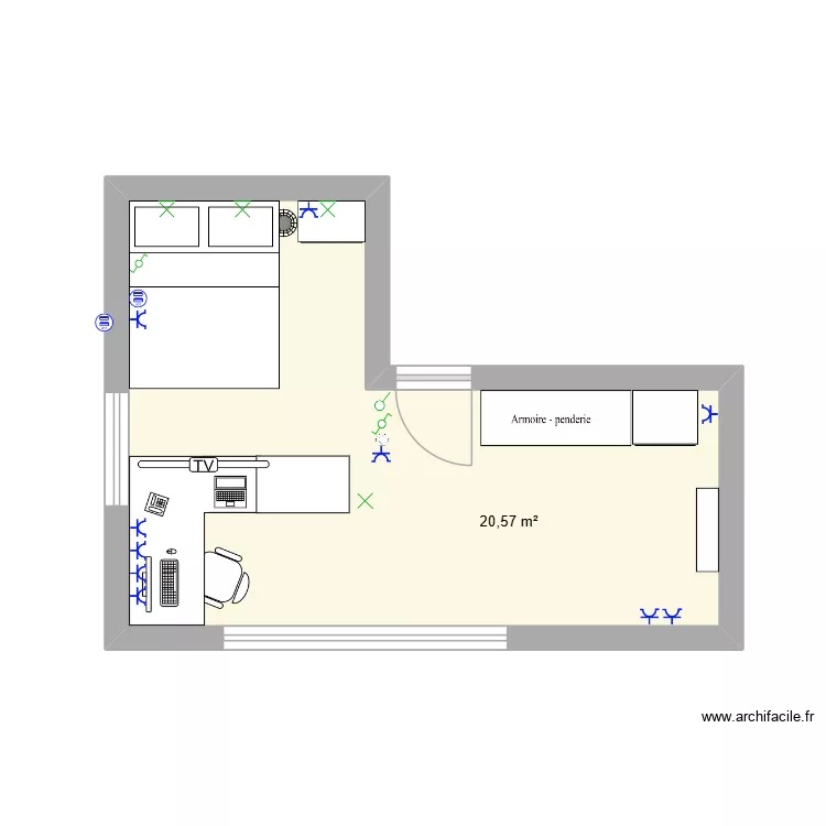 Room. Grundriss mit 1  und 21 m²