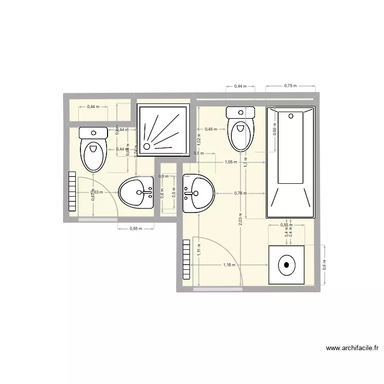 Bad_Einrichtung. Grundriss mit 5 und 8 m² Bad_Einrichtung. Grundriss mit 5 und 8 m²