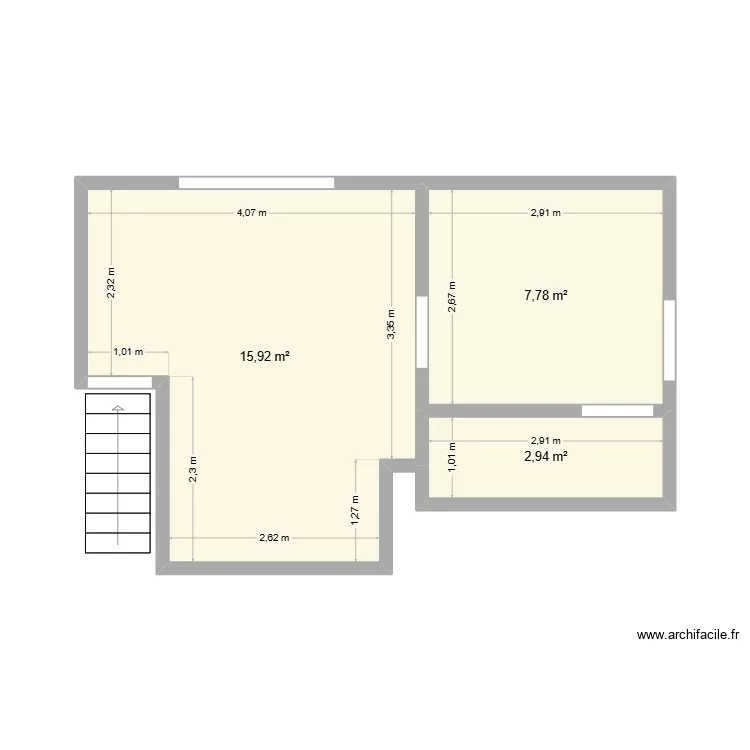 Ziethener Stra&szlig;e 92 hinten DG. Grundriss mit 3  und 27 m²