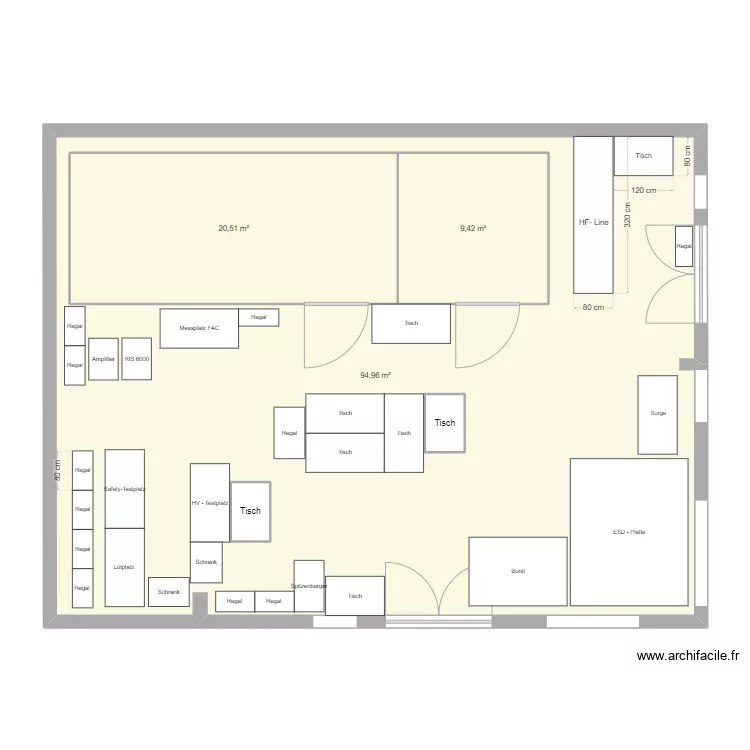 Laborplan. Grundriss mit 