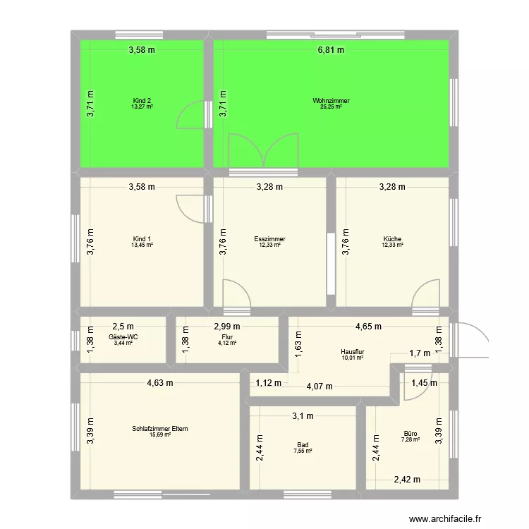 Membotow. Grundriss mit 11  und 125 m²