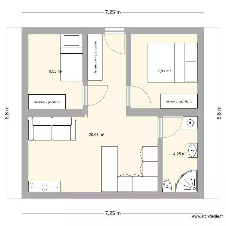 haus 50qm. Grundriss mit 4  und 39 m²