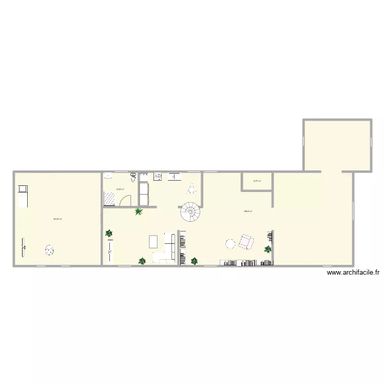 oben. Grundriss mit 4  und 181 m²