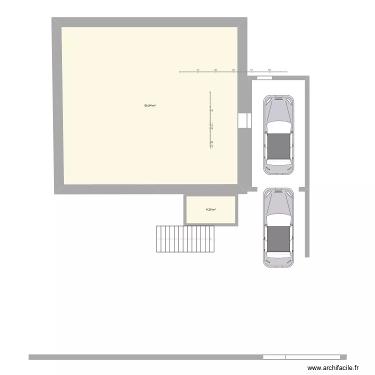 Vorplatz. Grundriss mit 2 Räume und 90 m² Vorplatz. Grundriss mit 2 Räume und 90 m²