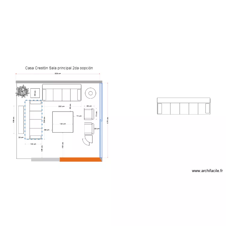 Casa Crest&oacute;n Sala principal 2da opci&oacute;n. Plano de 