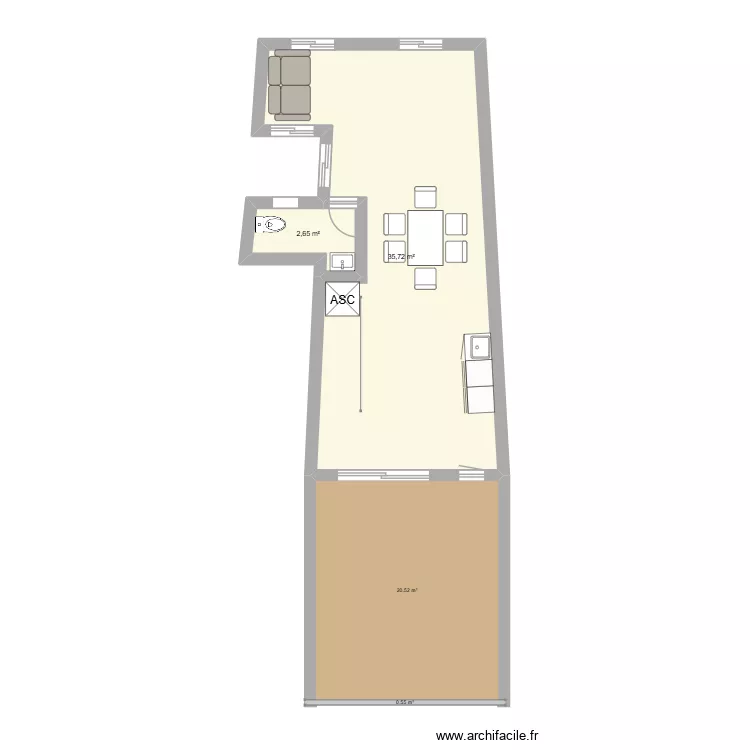 M,3 (3). Plano de 2  y 38 m²