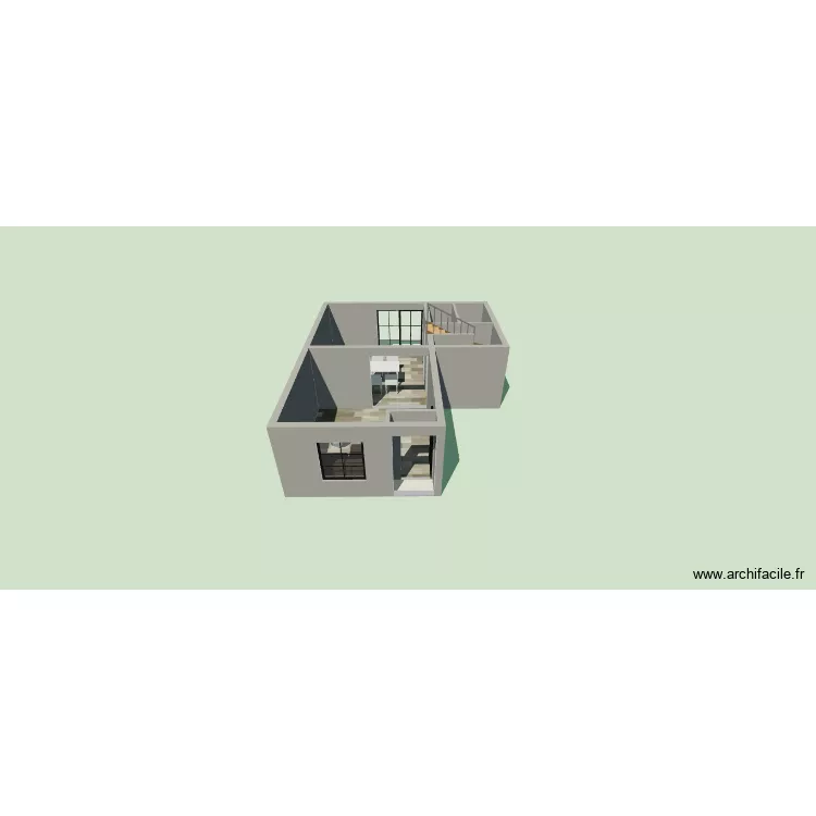 Casa dos pisos. Plano de 6 Habitaciones y 40 m²