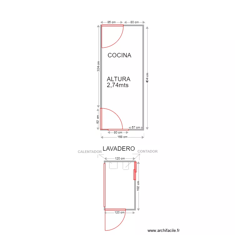 ANTONIA FERNANDEZ COCINA Y LAVADERO. Plano de 