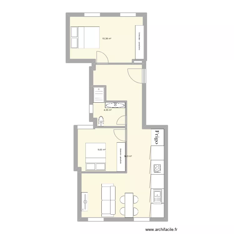 Piso Olagibel. Plano de 4  y 64 m²