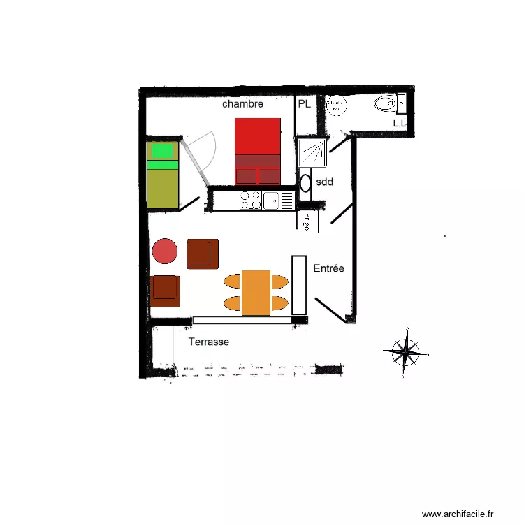 plan apt Coeur village. Plano de 