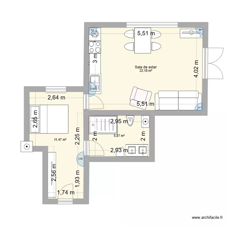 Apartamento Miaj&oacute;n. Plano de 3  y 40 m²