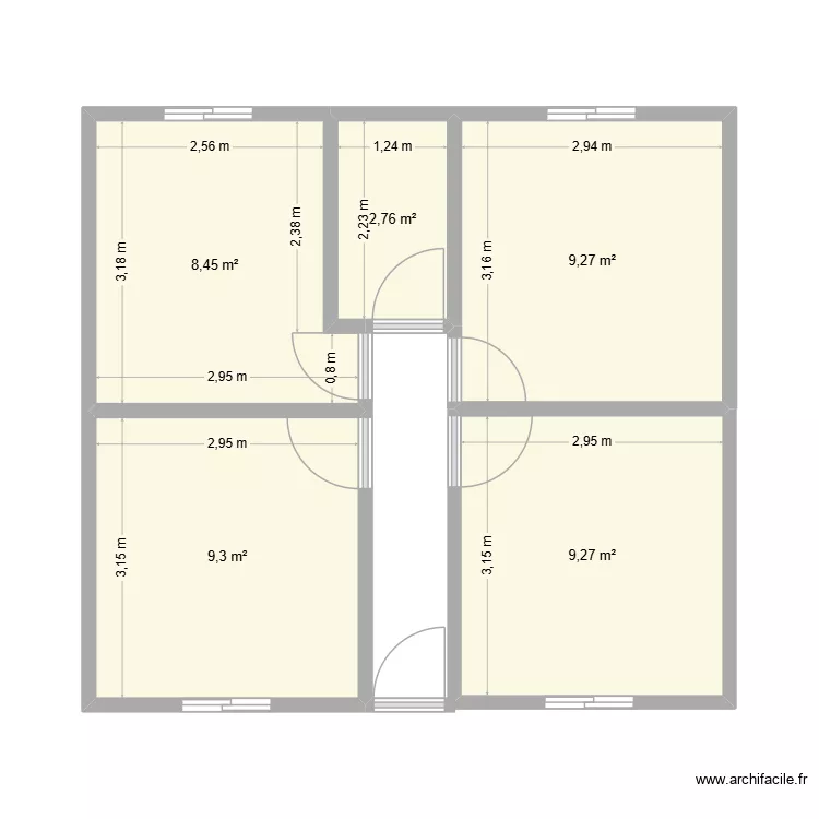 Casita reformada. Plano de 5  y 39 m²