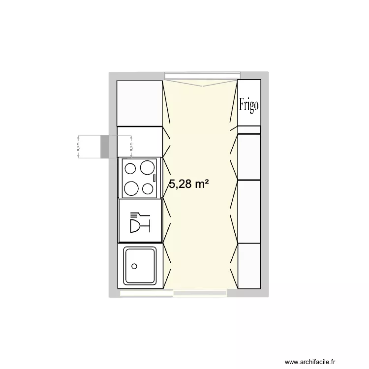 Cocina_puerta lateral. Plano de 1 y 5 m² Cocina_puerta lateral. Plano de 1 y 5 m²