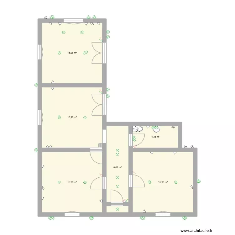 proto. Plano de 6 Habitaciones y 76 m² proto. Plano de 6 Habitaciones y 76 m²