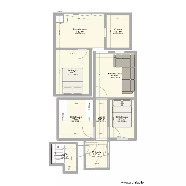 vallespir. Plano de 9 Habitaciones y 51 m² vallespir. Plano de 9 Habitaciones y 51 m²