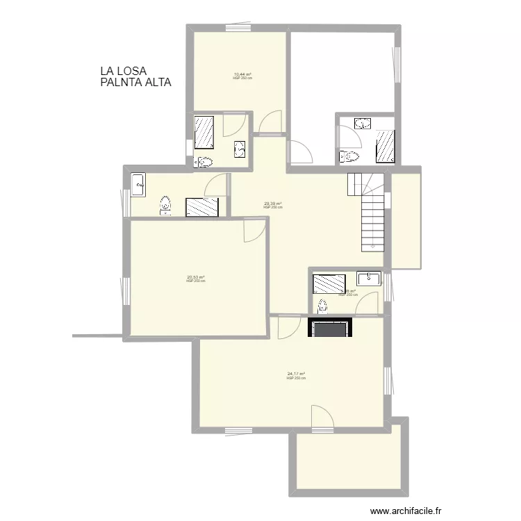 PLANTA ALTA LA LOSA cuatro ba&ntilde;os. Plano de 