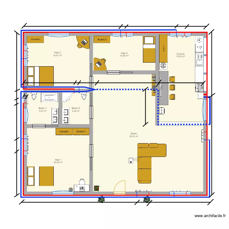 vivienda completa calefaccion. Plano de vivienda completa calefaccion. Plano de