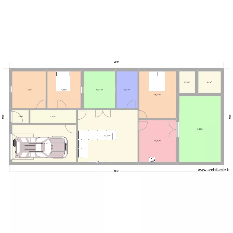 casa 180. Plano de 13  y 157 m²