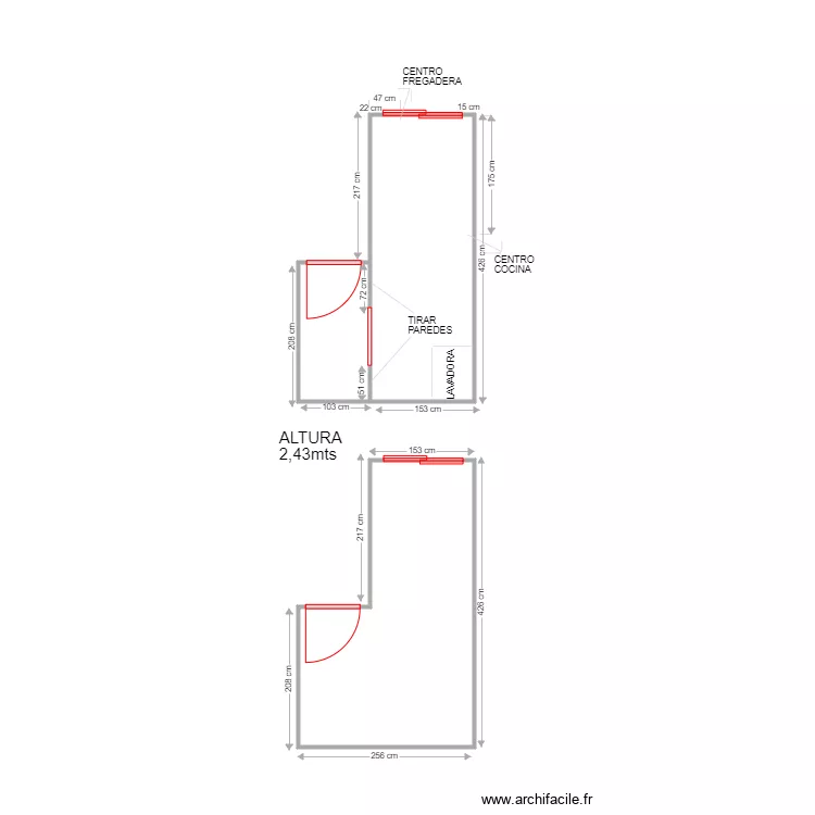COCINA CINTHYA LAVALLEN. Plano de 