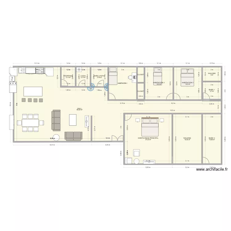 Casa 4 hab 3 baños 1. Plano de 14 y 196 m² Casa 4 hab 3 baños 1. Plano de 14 y 196 m²