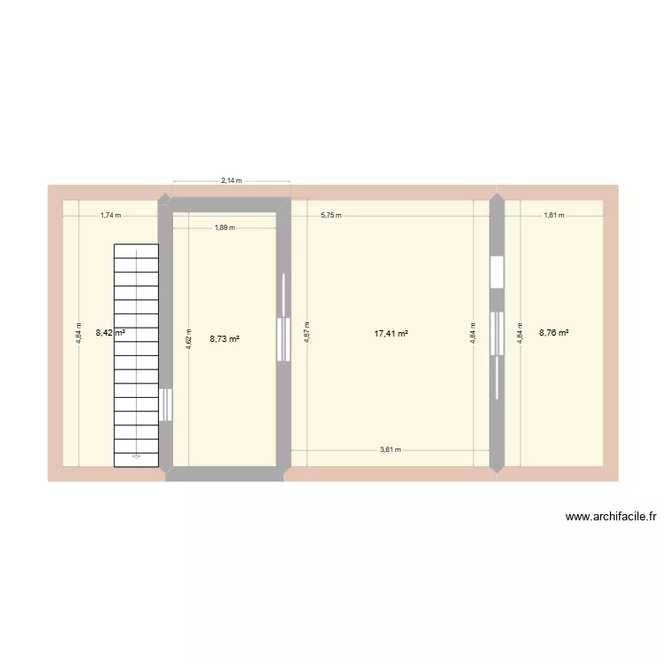tejadillo. Plano de 4 Habitaciones y 43 m²