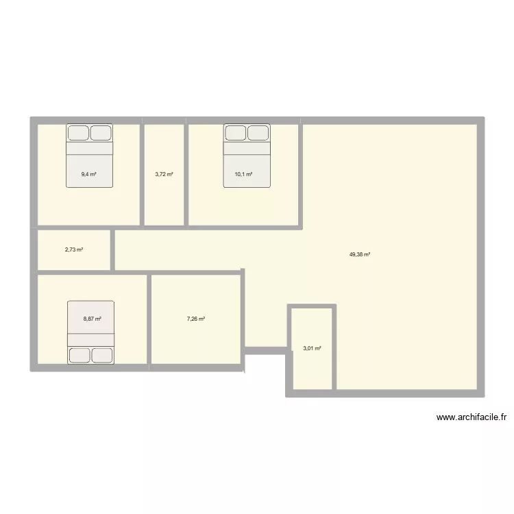 Plano Claudia 2. Plano de 8 Habitaciones y 94 m² Plano Claudia 2. Plano de 8 Habitaciones y 94 m²