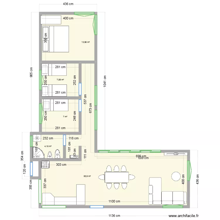 casa 1. Plano de 5  y 83 m²