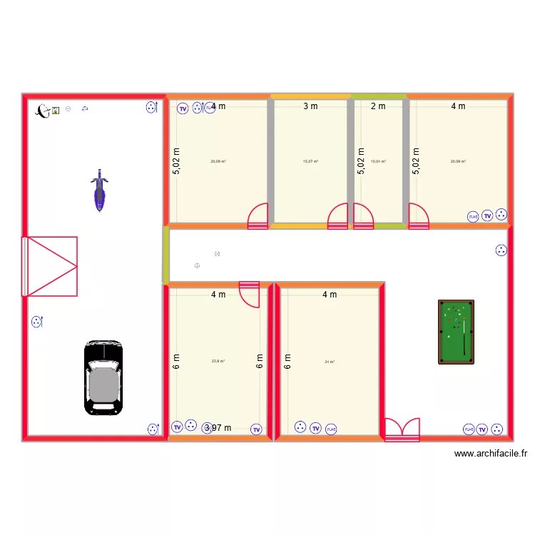 casa 1. Plano de 6  y 113 m²