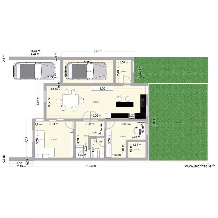 Sarachaga amueblado. Plano de 8  y 92 m²