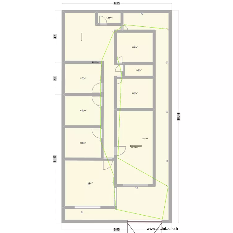 Casa De la Familia QUIJIJE LINDAO (1). Plano de 11 Habitaciones y 147 m²