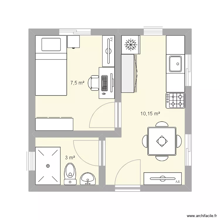 Planos 5,1 x 5,1. Plano de 3  y 21 m²