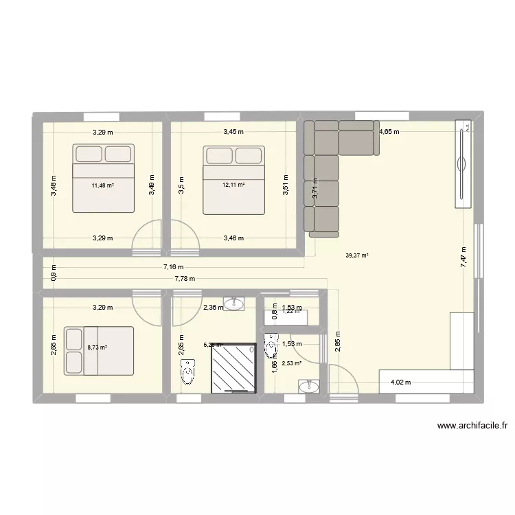 plano casa. Plano de 7 Habitaciones y 82 m² plano casa. Plano de 7 Habitaciones y 82 m²