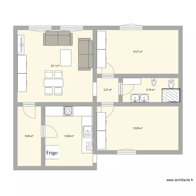 Casa antes. Plano de 7 Habitaciones y 80 m² Casa antes. Plano de 7 Habitaciones y 80 m²