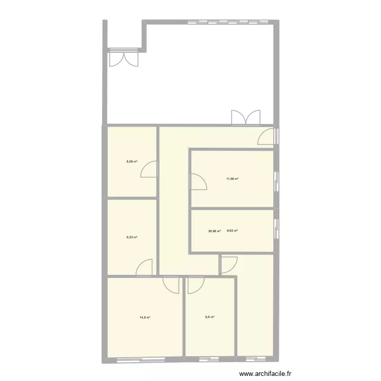 Extramur. Plano de 7  y 89 m²