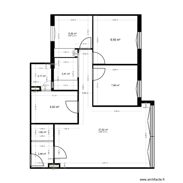 plata. Plano de 11  y 68 m²